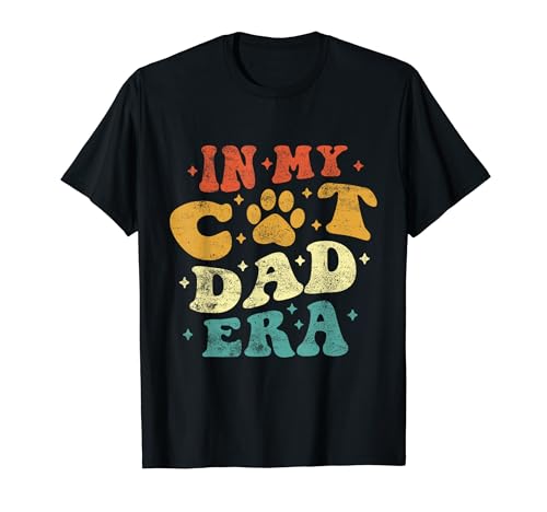 In My Cat Dad Era Funny Cat Dad Lovers Vintage Día del Padre Camiseta