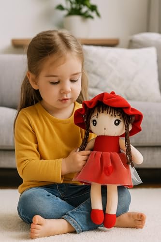Image of Fun4you Candy Anushka Doll Princess (35 cm) Stuffed Soft Doll for Baby Girls | Adorable Plush Toy | Perfect Cuddly Companion for Kids | Ideal Gift for Birthdays and Special Occasions (Red)