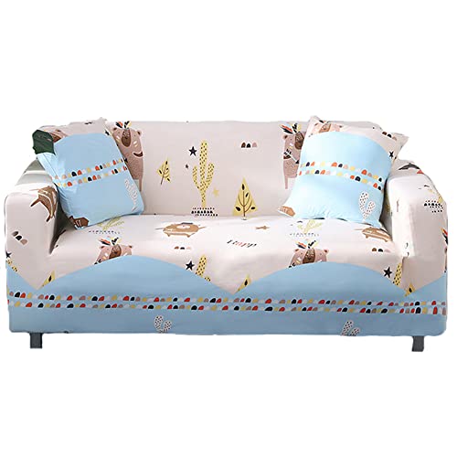 EMYRSA Housse de Canapé Extensible 1/2/3/4 Places,Impression Housse Canape,Anti-dérapante Housse Protection Canapé Couvre Housse Protection Canapé avec 2 Housses de Coussin (A,1 Places) Cover