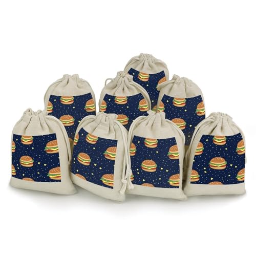 Cosmic Hamburger 8 Pack Small Gift Bags Cotton And Linen Drawstring Pockets Sachet Bag for Party Home Supplies