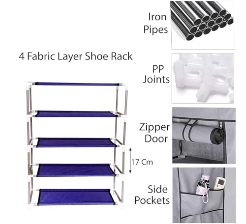 Image of OBBO 4-Layer Collapsible Shoe Rack | Space-Saving Foldable Shoe Organizer with Durable Metal Frame | Portable Storage Shelf for Shoes, Slippers & Boots | Maroon