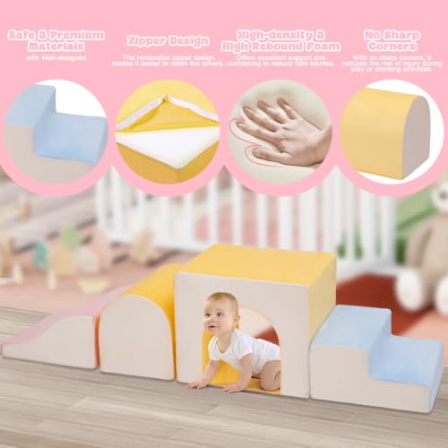 MIND&ACTION Large 4-Piece Climbing Toys for 1 Year Old, Foam Baby Climbing Blocks for Toddlers, Soft Play Set Toddler Climbing Toys Indoor, Climb Crawl Activity Play Set, Birthday - Image 5