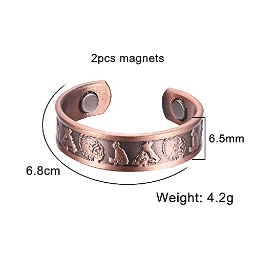 Copper Bracelet And Rings For Women And Men 6Pcs Magnets For Arthritis Pain Relief Adjustable Cuff Bracelet #TOP2