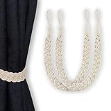 NCOALE Vorhang Raffhalter, 2 Stück Curtain Rope Buckle, Baumwolle Strickknoten Geflochtene Window Curtain Raffhalter Gardinenhalter für Vorhänge Holdback für Home Decor Cafe
