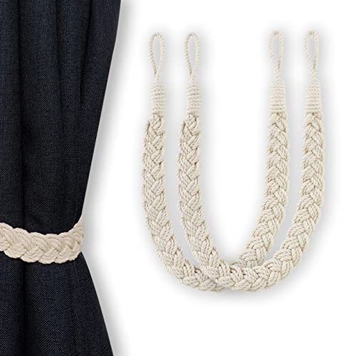 NCOALE Vorhang Raffhalter, 2 Stück Curtain Rope Buckle, Baumwolle Strickknoten Geflochtene Window Curtain Raffhalter Gardinenhalter für Vorhänge Holdback für Home Decor Cafe Cover