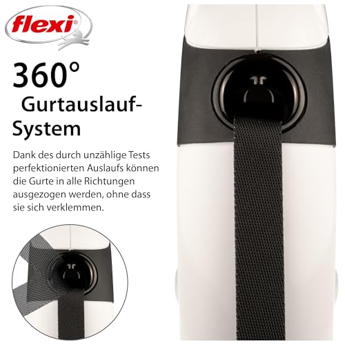 flexi® One Gurt 5 m weiß-schwarz, Designleine für Hunde bis 30 kg