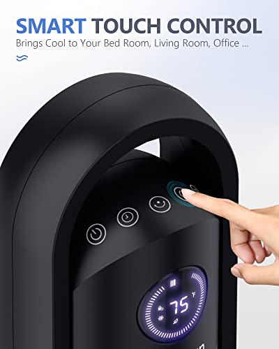 Tower Fan With Remote, G-Ocean 45 Inch Oscillating Fan, Bladeless Fans With 24H Timer, 3 Speeds, 3 Modes, Led Display, Cooling Standing Floor Fan For Bedroom Living Room Home Office, Meteorolite Black … #TOP5