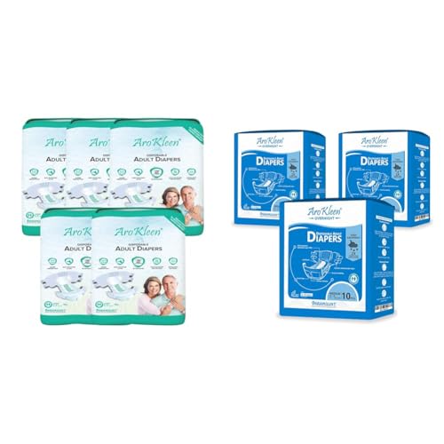 Image of AROKLEEN (ISI Certified) Premium Adult Diaper with Odour Lock & Anti-Bacterial Absorbent Core | | AroKleen Overnight Adult Diapers Tape Style, Medium, 30 Count, Waist Size (71.1-101.6 cm | 28 inch-40 inch