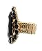 NYFASHION101 Women's Teardrop Stone Studs Fashion Stretch Ring, Black/Gold-Tone