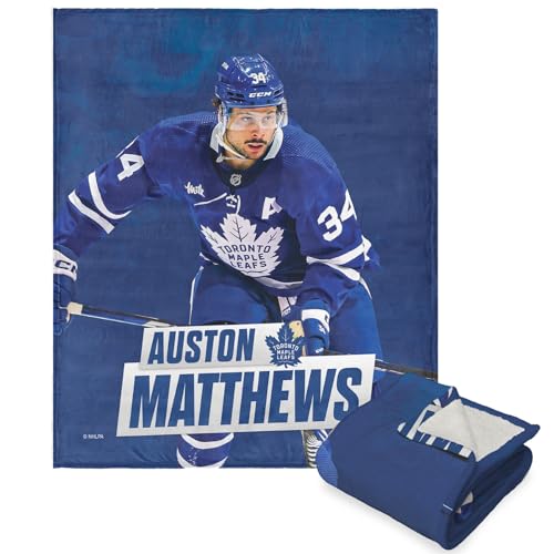Northwest NHL Toronto Maple Leafs Silk Touch Sherpa Throw Blanket, 50" x 60", Auston Matthews