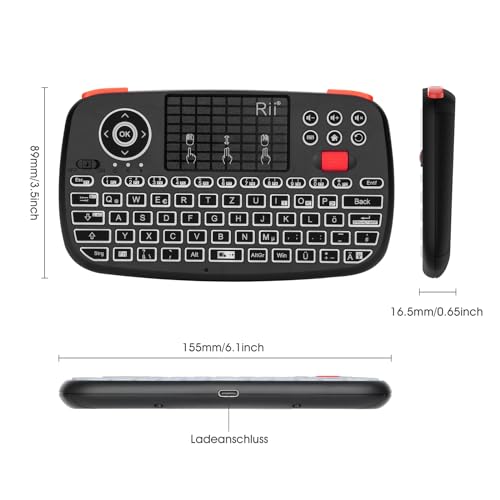 Mini Tastatur Rii mit Bluetooth 4.0 und Touchpad