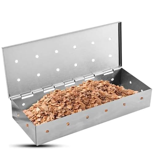 GIONAR BBQ Smoker Box for Gas Electric & Charcoal Grills Stainless Steel Smoker Box for Wood Chips to Add Smoky Flavor to Meat & Fish