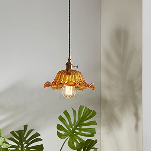 Lámpara colgante de cristal ámbar tipo chandelier nórdico con líneas latón 6