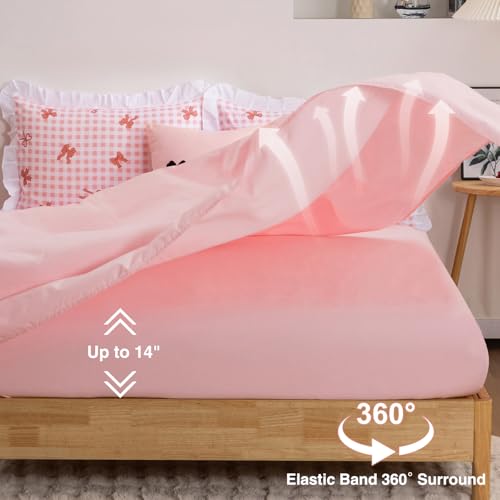 Image of A Nice Night Bow Comforter Set,6 Piece Bed in a Bag with Comforter & Sheet Set,Chic Grid Bowknot Bedding Sets,Princess Themed Bed Sets for Kids Girls,Twin