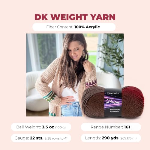 Image of Mary Maxim Prism Yarn, Acrylic Multicolor DK Yarn, 290 Yards, Sand Storm | Ombre Yarn, 3 Weight, Machine Wash, For Knitting and Crochet, Create Baby Items, Blankets, Afghans, Clothing Variegated Yarn