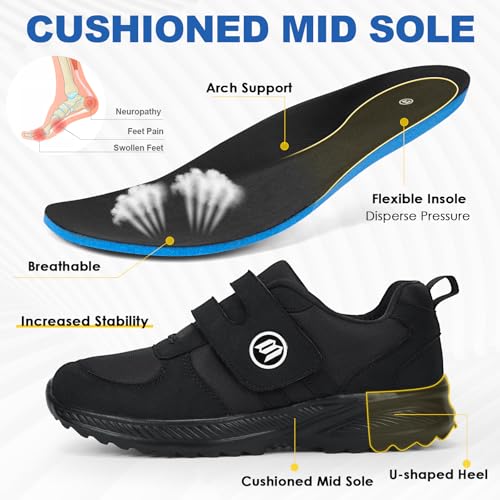 Image of Diabetic Shoes for Women Men Extra Wide Shoes for Swollen Feet Adjustable Orthopedic Shoe Non Silp Neuropathy Walking Shoe for Elderly Foot
