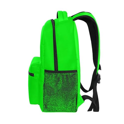 Neon Green Solid Color Laptop Backpack, Waterproof School Bookbag with Multi Pockets, Lightweight Travel Shoulder Bag for Students School Work, 16 Inch4