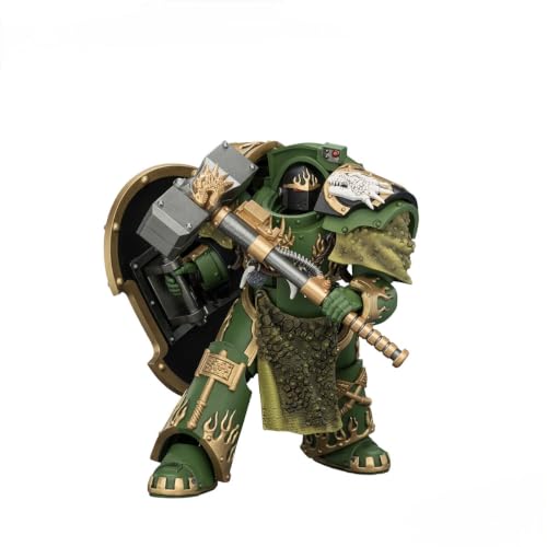 Image of JOYTOY Warhammer The Horus Heresy Salamanders Firedrake Terminator 1 with Thunder Hammer and Dragonscale Storm Shield Highly Detailed Articulated Action Figure Collectible Model Birthdays
