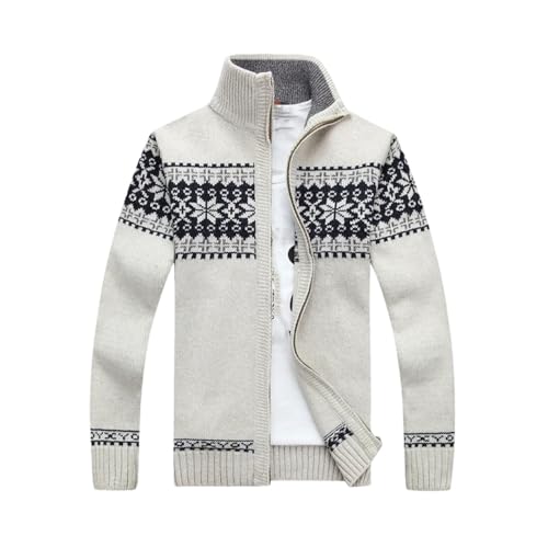Men's Full Zip-Up Textured Slim Fit Cardigan Stand Neck Sweatercoat Trendy Casual Knitted Clothing
