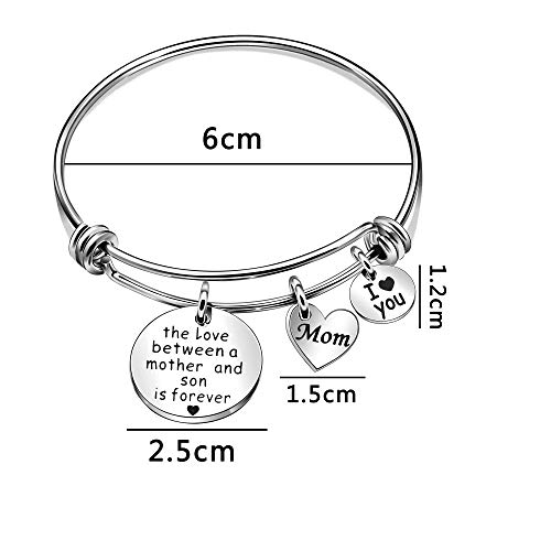 Mother And Son Jewelry Gifts From Son Bangles Mom I Love You Silver Charm Bracelets For Mother - The Love Between A Mother And Son Is Forever #TOP1