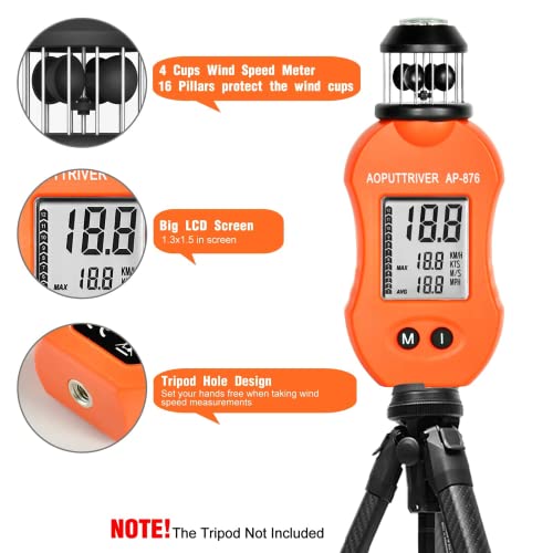 Foto von AOPUTTRIVER Windmesser AP-876 Anemometer Handheld Pocket Anemometer Air Speed Meter für die Messung der Luftgeschwindigkeit Luftvolumen für HVAC Vents Boot Segeln Schießen-2022 Neueste