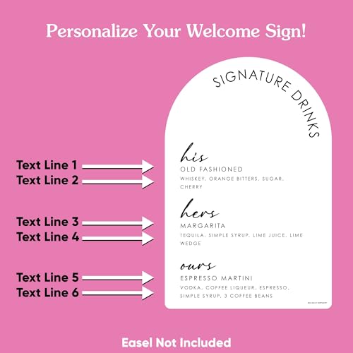 Big Dot of Happiness Personalized Signature Drinks Menu Wedding Sign Arch, Custom His Hers Ours Bar Cocktails Sign, Premium Matte Plastic Board, 11 x 17 inches - Thumbnail 5