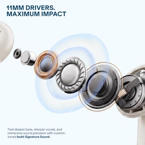 Image of boAt Airdopes Prime 800D, Surround Sound by Dolby Audio, Up to 45H Battery,Quad Mic AI-ENx, 11mm Drivers,ASAP Charge, In-Ear Detect,App Support Wireless Bluetooth TWS Earbuds with mic(Swedish White)