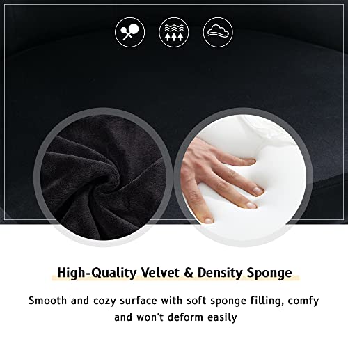 Abet Bar Stools Set Of 2, Counter Height Adjustable Velvet Swivel Barstools With Footrest, Soft Cushion Upholstered High-Back Diamond Pattern Tufted Accent Lion Head Ring Chrome Nailhead Trim, Black #TOP6