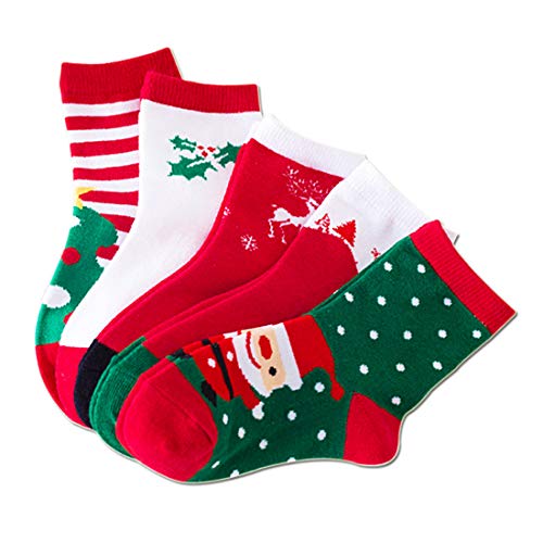 LORYLOLY 5 Paires de Chaussettes pour Enfants 1 à 12 Ans, Coton Naturel Chaud et Confortable, Chaussettes de École Quotidien pour Garçon Flle Tout-petit, Unisexes pour Noël et Toute la saison Cover