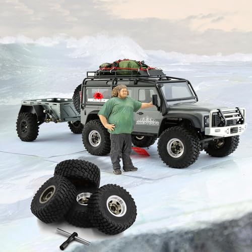 REDSPIDER 1.0 Beadlock Wheels and Tires（4pcs）， 1.0 Crawler Tires for 1：24 1:18 RC Scale Rock Crawler Car SCX24 FMS FCX24 TRX4M Axial AX24 90081 Gladiator Bronco C10 ﻿ (Brown) by REDSPIDER - Image 2