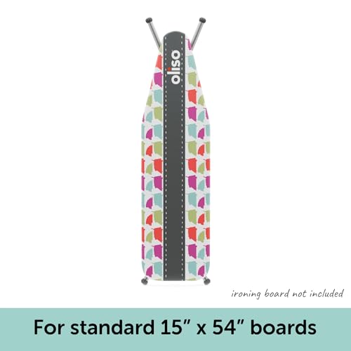 Oliso Ironing Board Cover, Durable 100% Cotton Lined with Professional Grade Felt pad - Fits Standard 54” x 15" Boards, a Wide Elastic Edge, Two Adjustable Straps for a Secure, Smooth fit (Silhouette)