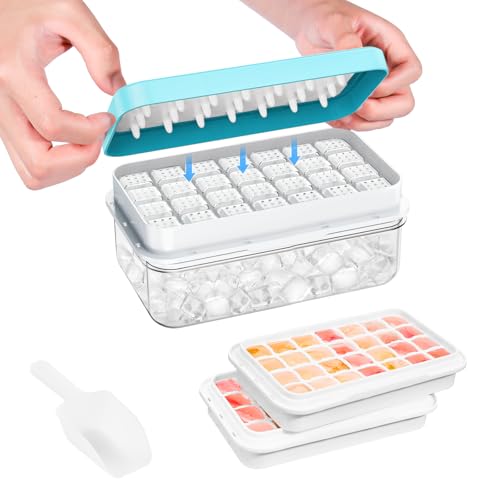 Ice Cube Tray with Lid and Bin, PHINOX 56 pcs Ice...