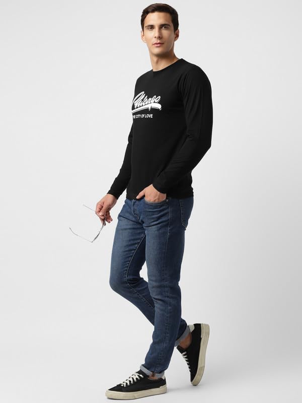 Image of UrbanMark Mens Regular Fit Round Neck Full Sleeves Printed T Shirt