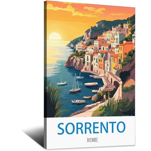Toile vintage Sorrento Rome Italie 50x75 cm impression haute définition