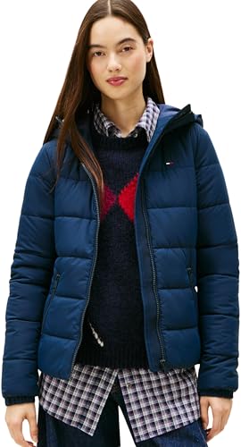 Tommy Jeans Damen Kapuzenjacke Puffer Jacke mit Reißverschluss, Blau (Dark Night Navy), S
