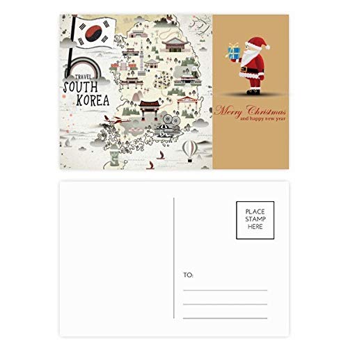Lot de 20 cartes postales avec carte de Corée du Sud pour correspondance