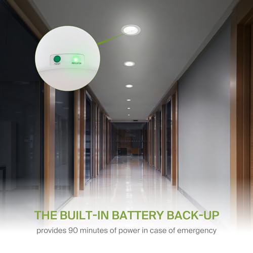 ASD Commercial LED Downlight 6 Inch with Emergency Battery Backup 15W, Power Adjustable Downlights 12/16/22/26/30W, Canless Recessed Lighting 120-277V, 5 CCT 2700K-5000K, Dimmable, IC Rated, White ETL by ASD - Used condition - Image 3