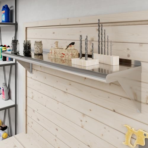 Image of AmGood 48 inch Long X 12 inch Deep Stainless Steel Wall Shelf | NSF Certified | Appliance & Equipment Metal Shelving | Kitchen, Restaurant, Garage, Laundry, Utility Room