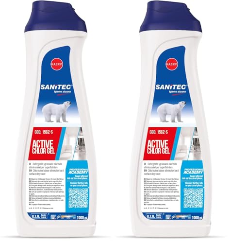 Cloro gel Detergente Gel Cloro-Attivo Sgrassante e Igienizzante - 1000 ml (Confezione da 2)