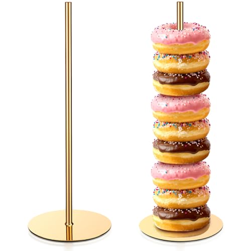 Otoolling 2 Pcs Metal Donut Display Stand Tower Bagel Holder Cake Stand Dessert Table Doughnut Holder Display Tower for Birthday Wedding Christmas Party and Donut Themed Party Decorations