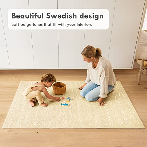 Lillefolk Baby Foam Play Mat - Baby Play Mat Floor Tiles For Kids Puzzle Piece Floor Mat - Foam Baby Mat For Floor Play Mats - Babies & Toddlers Non Toxic Play Mat For Baby Tummy Time Mat 6X4Ft Beige #TOP1