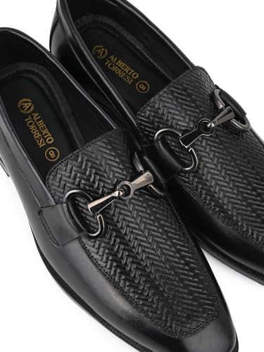 Image of ALBERTO TORRESI Premium Branded Horsebit Formal Leather Loafer with TPR Sole and Heel Support