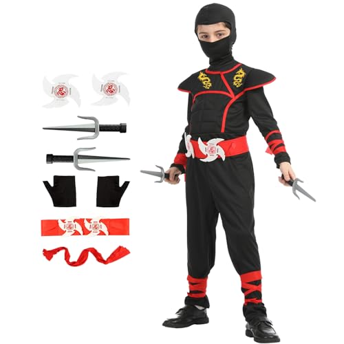 Disfraz completo ninja para niños con accesorios miniatura 1