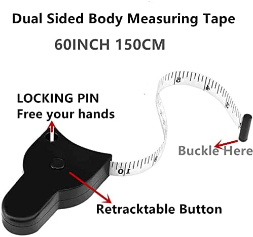 Automatic Telescopic Tape Measure,Body Measuring Tape 60 inch(150cm),Lock Pin & Push Button Retract,Self-Tightening Body Measure,Retractable Accurate Waist Measuring Tape (White)