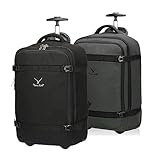 Hynes Eagle 42L Rolling Backpack Wheeled Backpack Flight Approved Travel Backpack Carry on Luggage Black with Grey