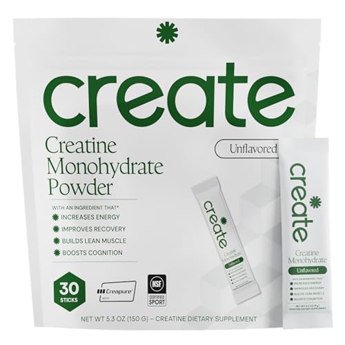 Create Creatine Monohydrate Powder Unflavored 30 Single-Serve Packs