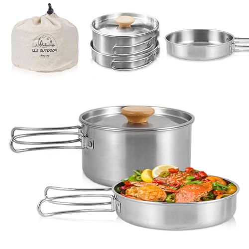 Udbrud Kit de Utensilios Cocina Camping, Kit Acero Inoxidable Camping Portátil Cacerola...