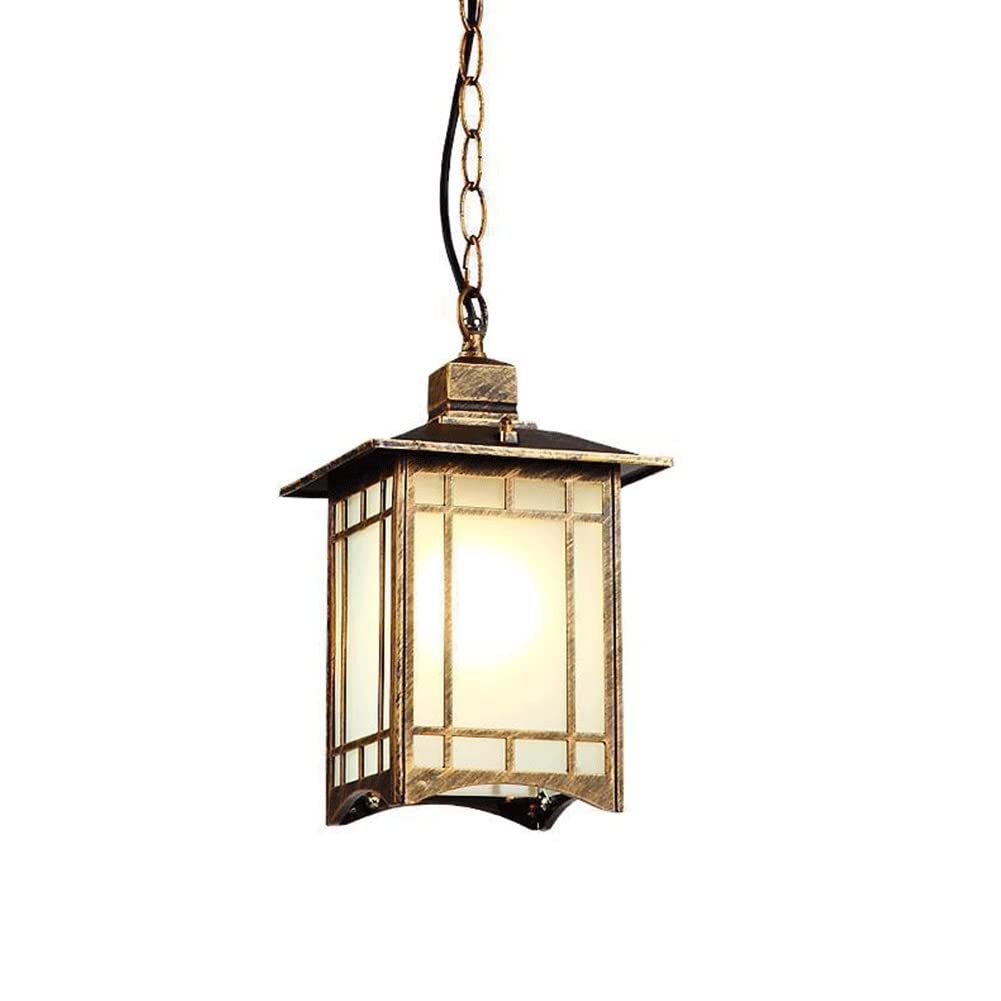 KXEcoLife Chandelier Industrial Metal Waterproof Glass Cover External Pendant Light Outdoor Ceiling Hanging Lamp Adjustable Suspended High Villa Courtyard Gazebo Corridor Pavilion Lighting (