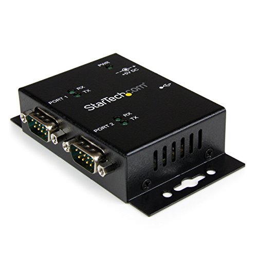 StarTech.com USB to Serial Adapter - 2 Port - Wall Mount - Din Rail Clips - Industrial - COM Port Retention - FTDI - DB9 (ICUSB2322I)
