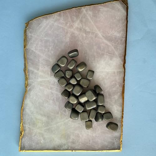Image of Tumbled Stones, Natural Crystal Healing Stones, Home Office Decor, Aquarium Decorative Pebbles, Vase Fillers (Pyrite, 200)